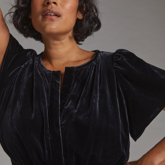 Anthropologie Somerset Mini Dress Black Velvet - Picture 5 of 5